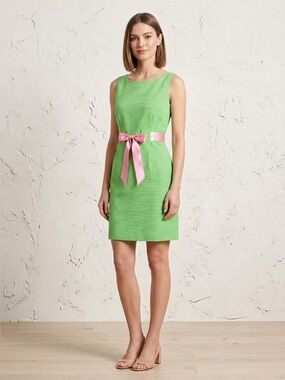 Etcetera Dress 2 NWOT Green Pink Sleeveless Textured Lined Sheath Designer